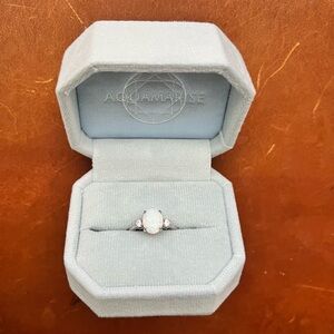 Aquamarise White Fire Opal Ring Sterling Silver Engagement Unique Jewelry NWOT